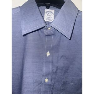 BROOKS BROTHERS 16 35 Mens Blue Shirt EC LS Regent Fit Original Cotton Polo